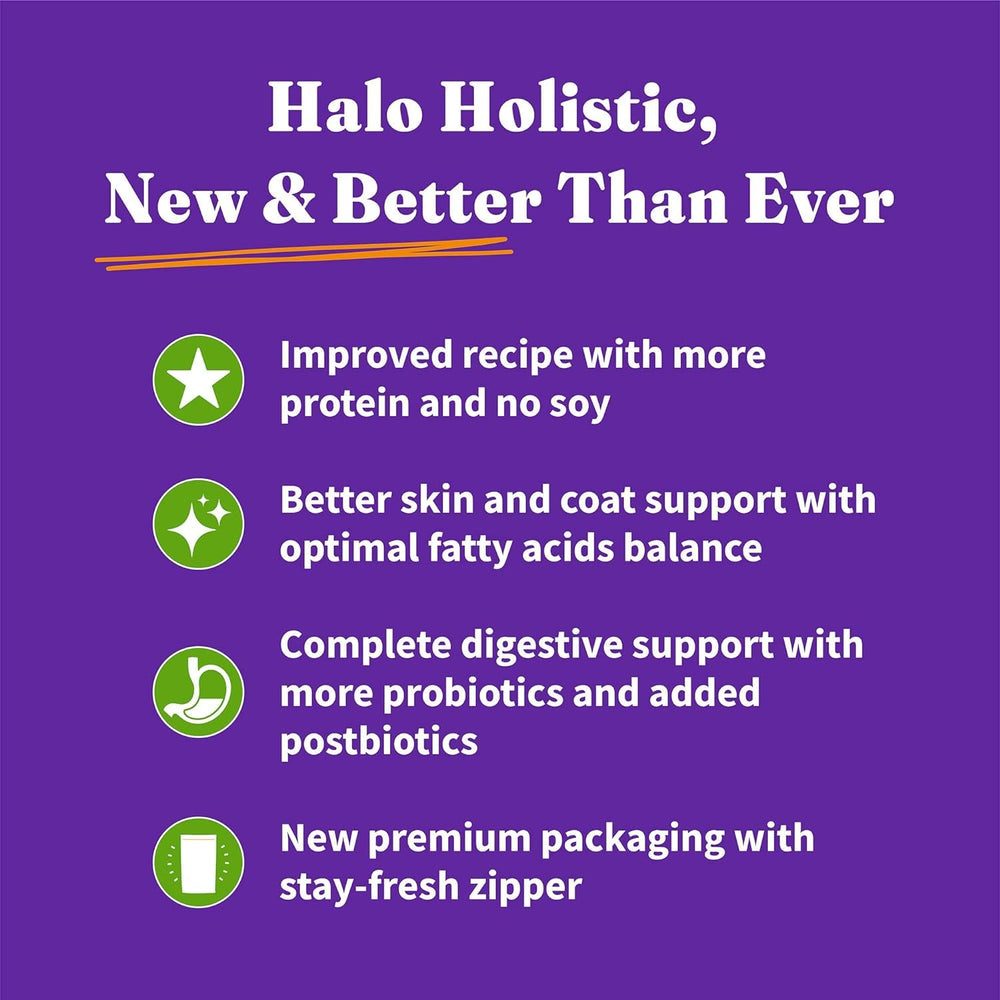 Halo Holístico sin maíz trigo soya, opción limpia para alergias.