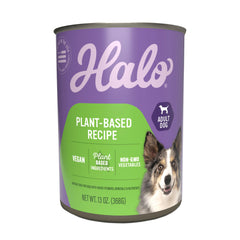 Halo Jardín Vegano, lata para perros, opción vegetariana para adultos.