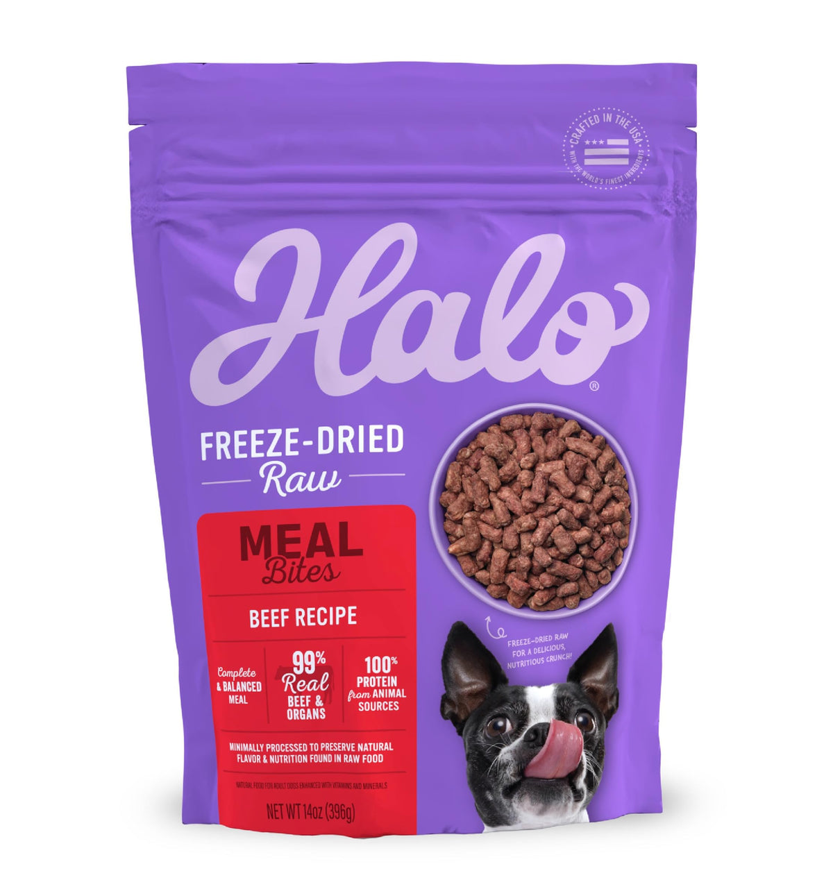 Halo Bocados de Comida crujientes para energía diaria del perro.