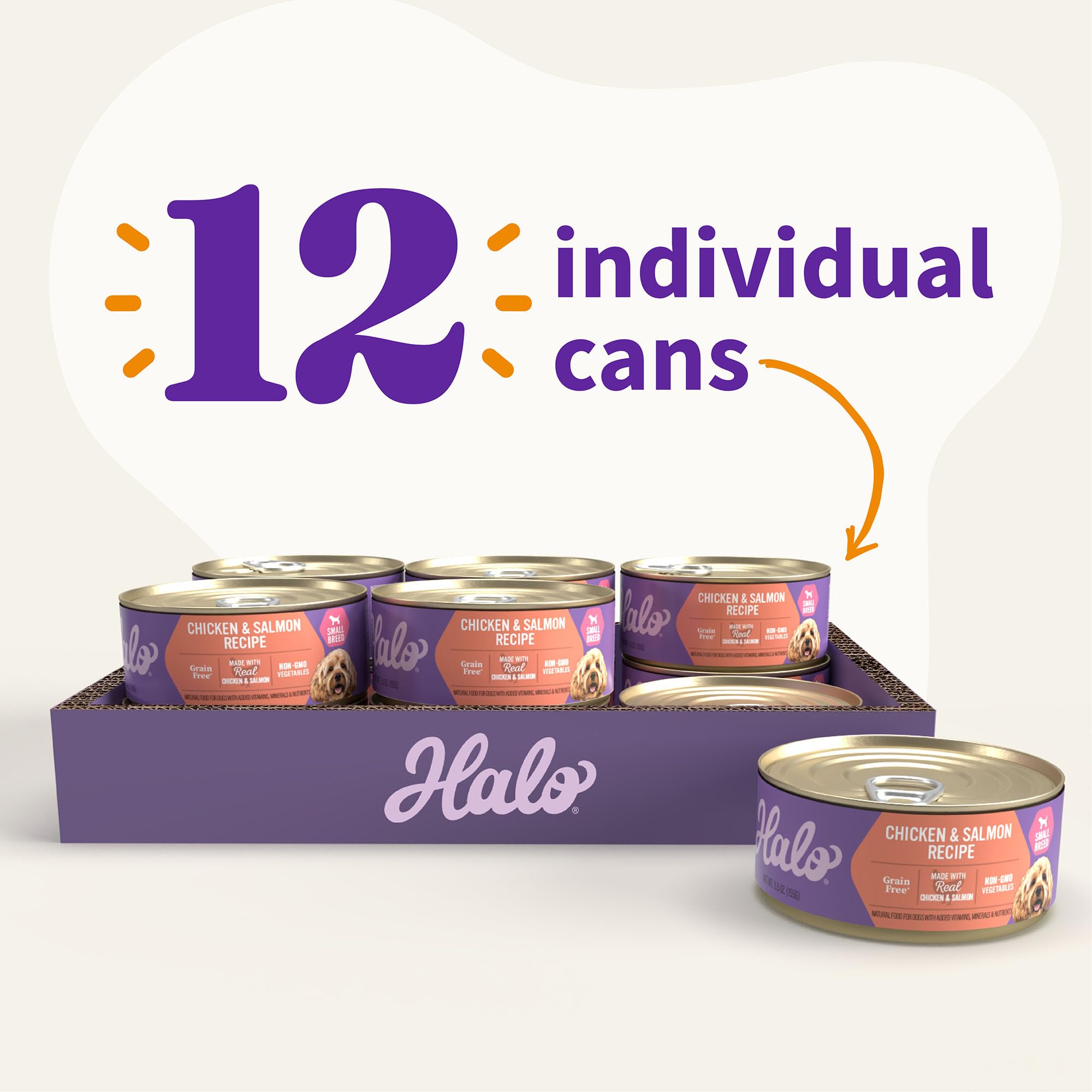 Halo pack 12 latas, conveniencia y porciones consistentes para cada comida.