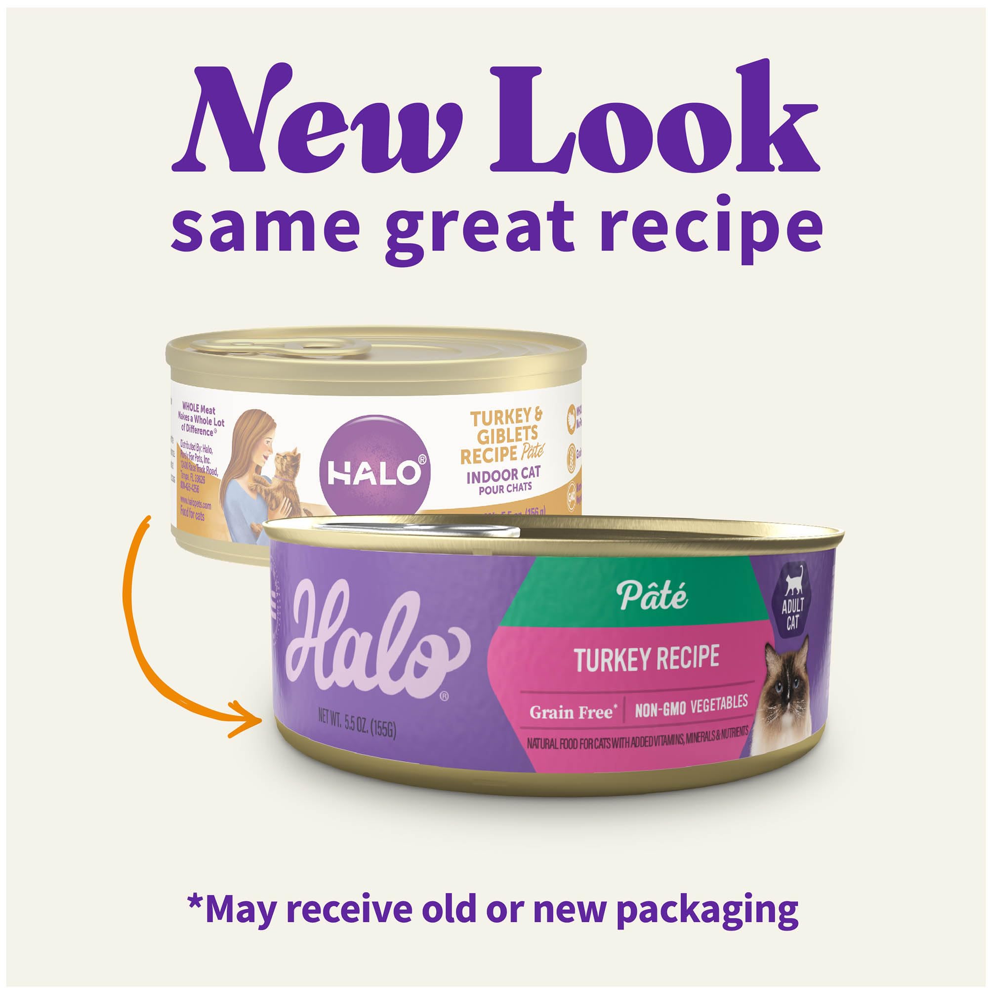 Halo pate suave para gatos, textura y sabor de pavo real.