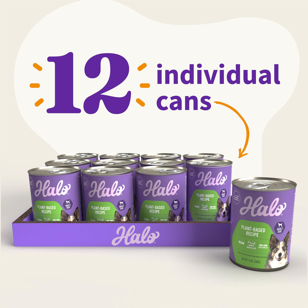 Halo verduras coloridas en lata para perros adultos.