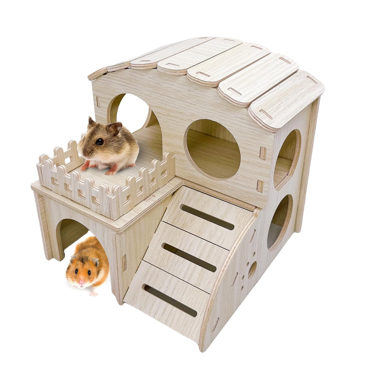 Hamiledyi casa-hamster-madera-laberinto-dos-niveles ofrece refugio seguro para el animal