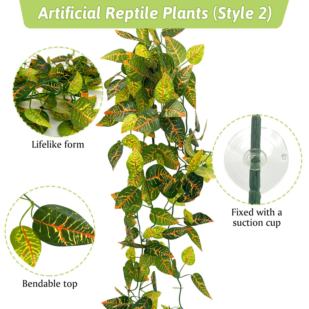 Hamiledyi hoja verde para reptiles: vegetación artificial central
