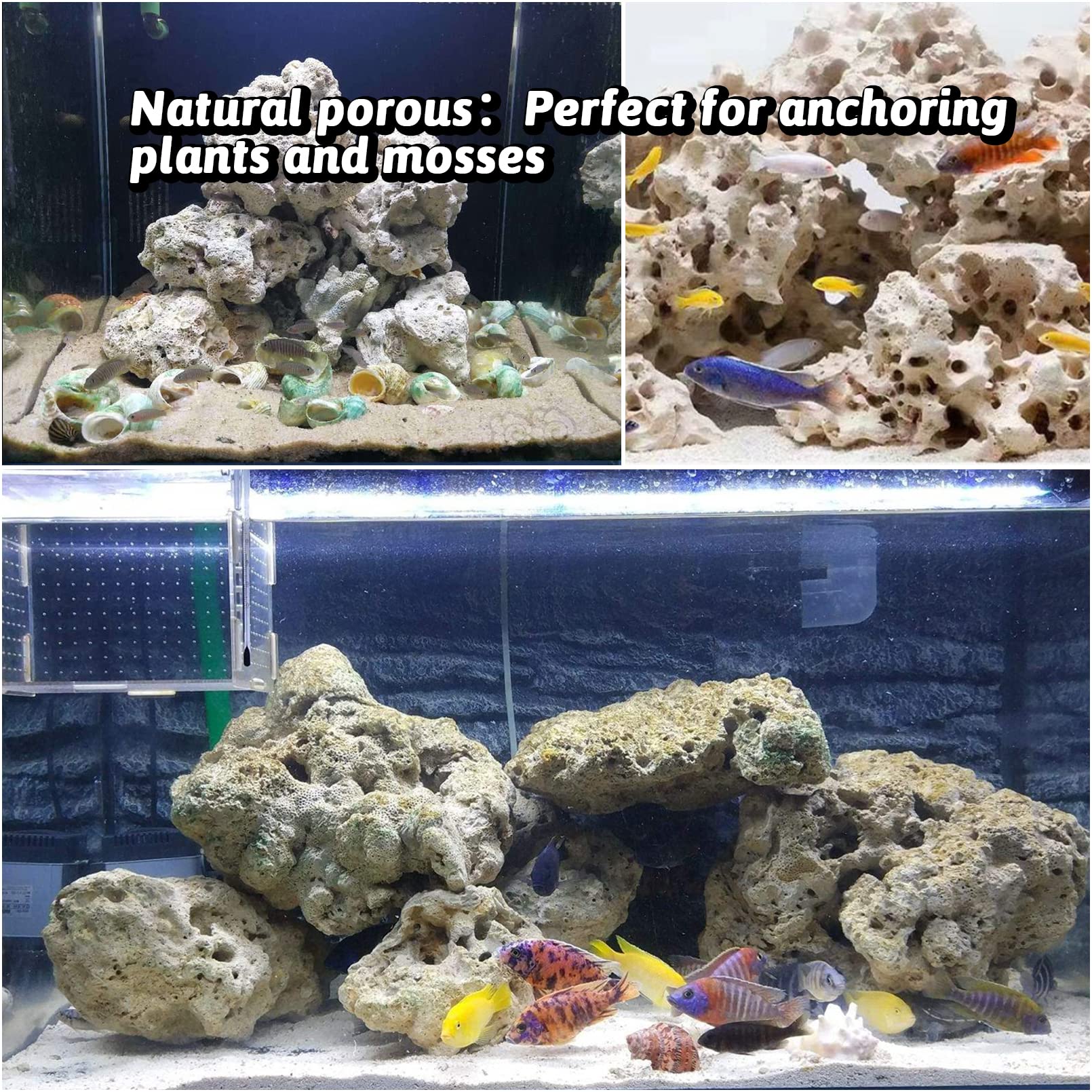 Hamiledyi ornamento de piedras para acuario, embellece el entorno y plantas