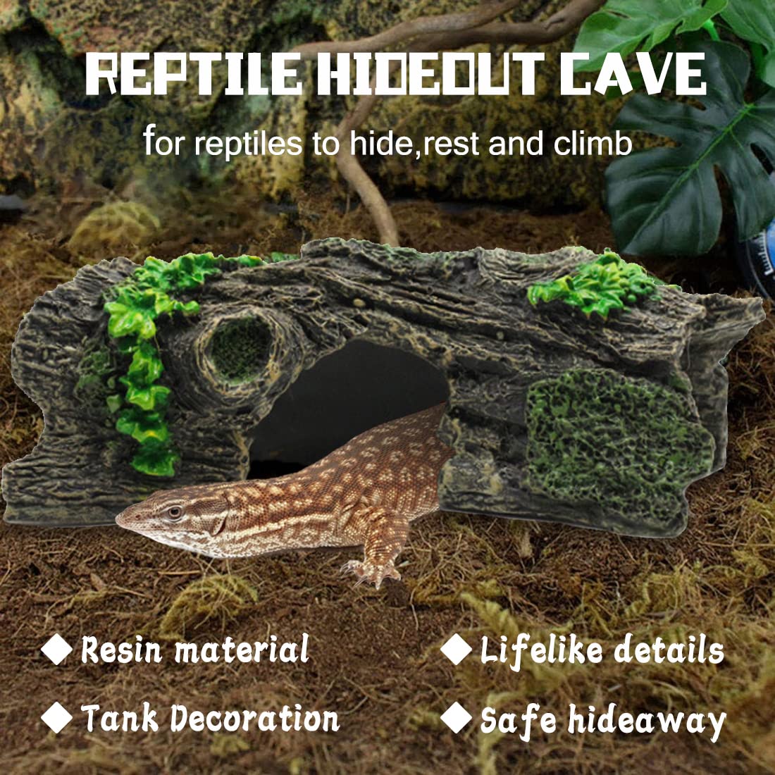 Hamiledyi rincon para reptiles, tronco ligero y estable para trepar.