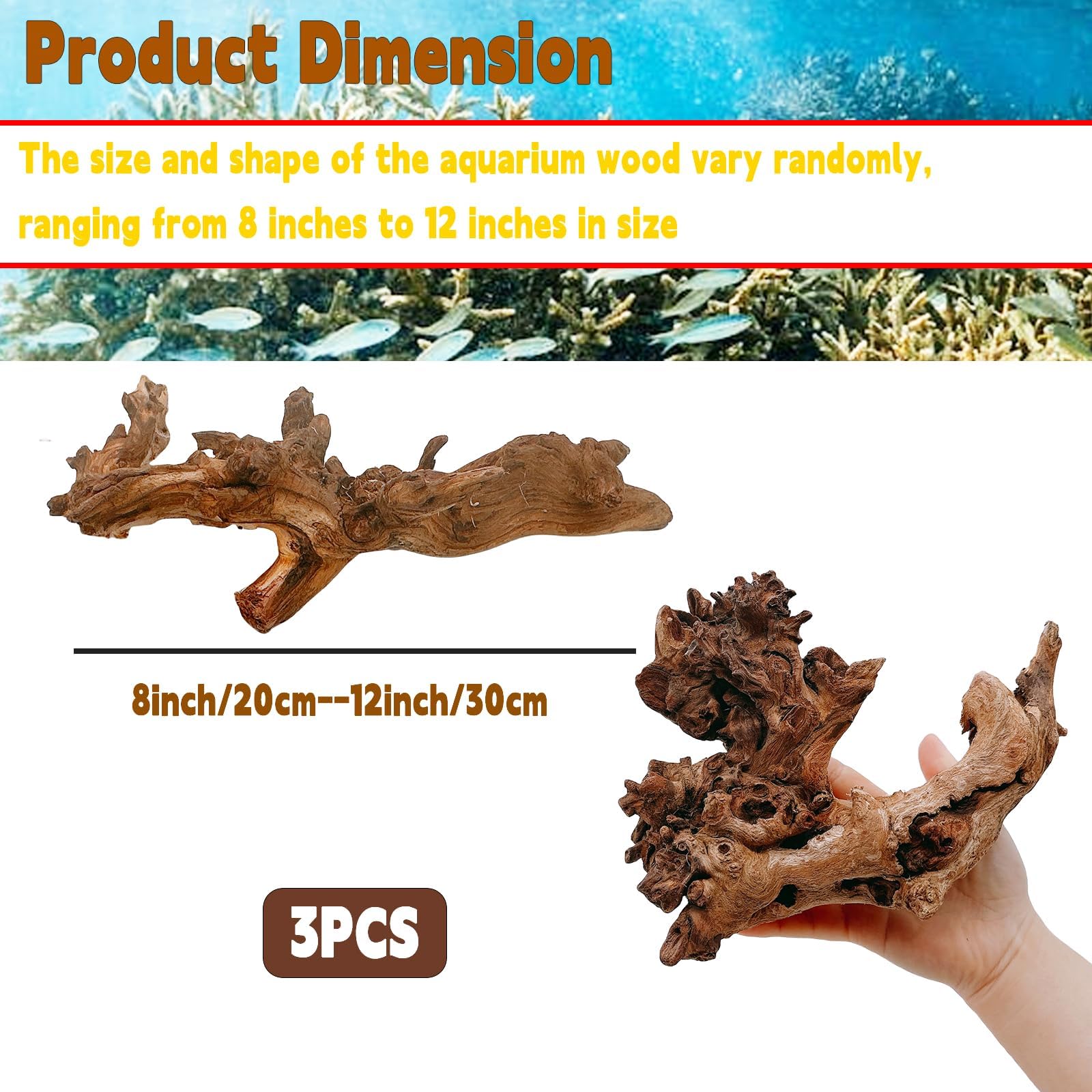Hamiledyi troncos naturales para acuario, realzan el entorno acuático y brindan escondites.