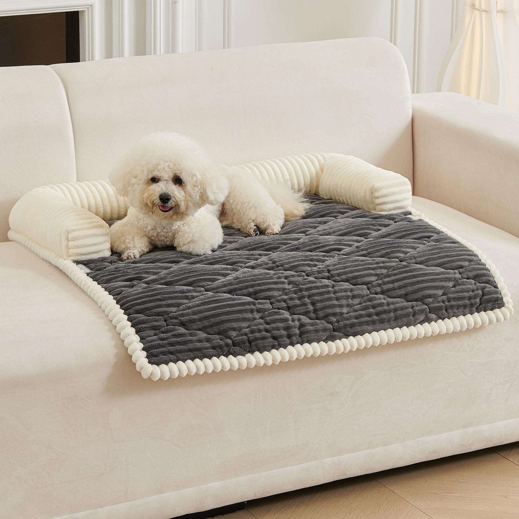 HAOMAIJIA cama para perro grande gris sobre sofá, confort duradero