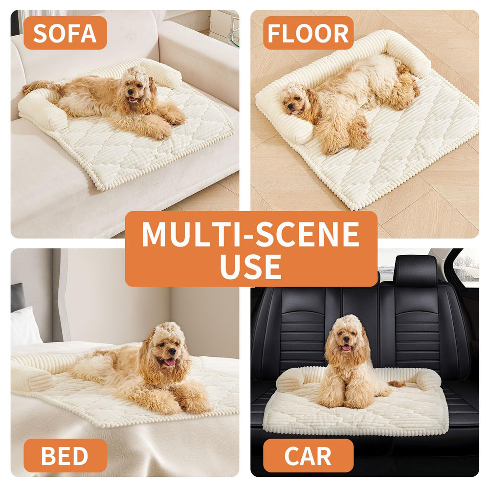 Cama de perro color blanco roto HAOMAIJIA, suavidad de terciopelo para descanso diario.