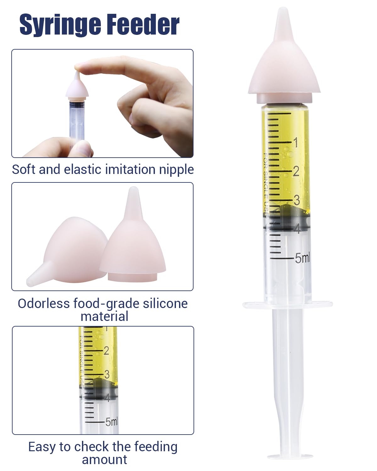 Jeringas de 1ml y 5ml para dosificar alimento con precisión
