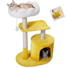 Happi N Pets arbol gato nube 3 niveles con cama acolchada para descanso cómodo.