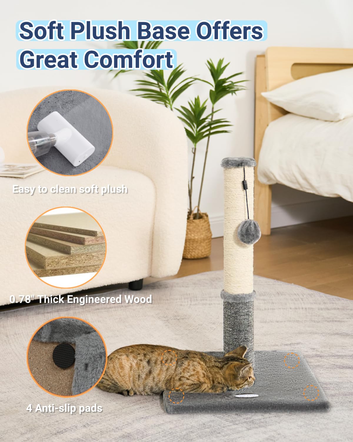 Happi N Pets cubierta suave de felpa sobre base estable.