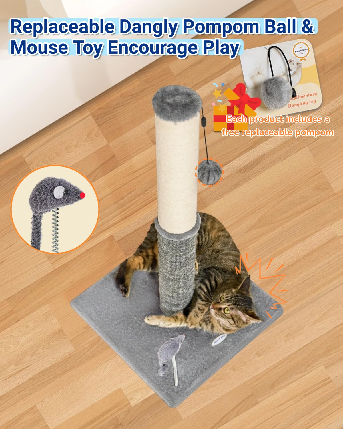 Happi N Pets juguete ratón desmontable para caza y juego.