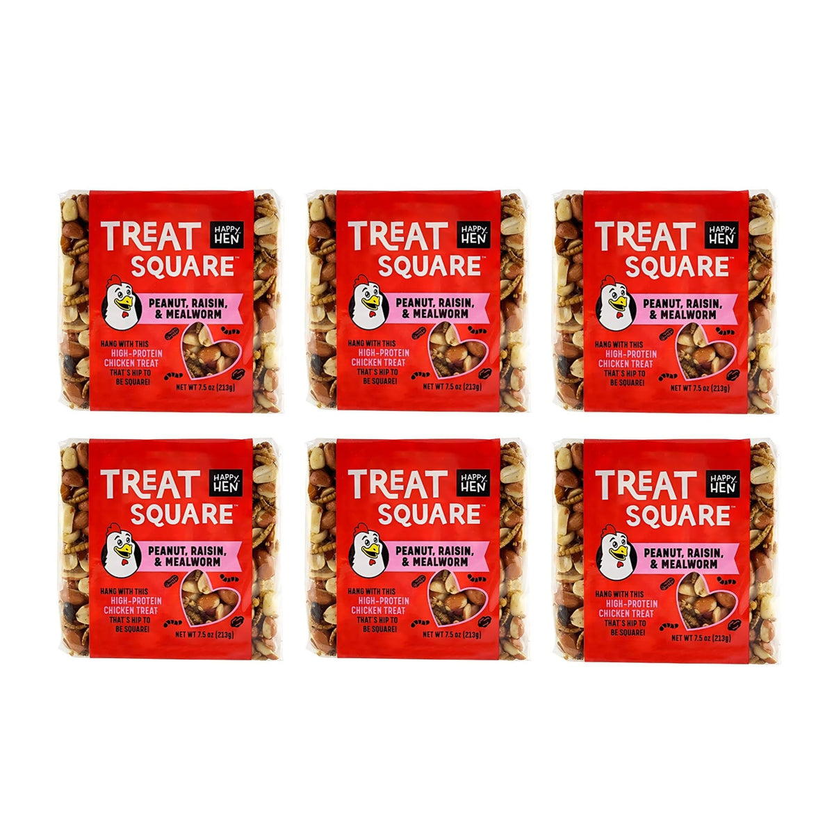 Happy Hen Treats empaque cuadrado de 7oz para aves entretenidas