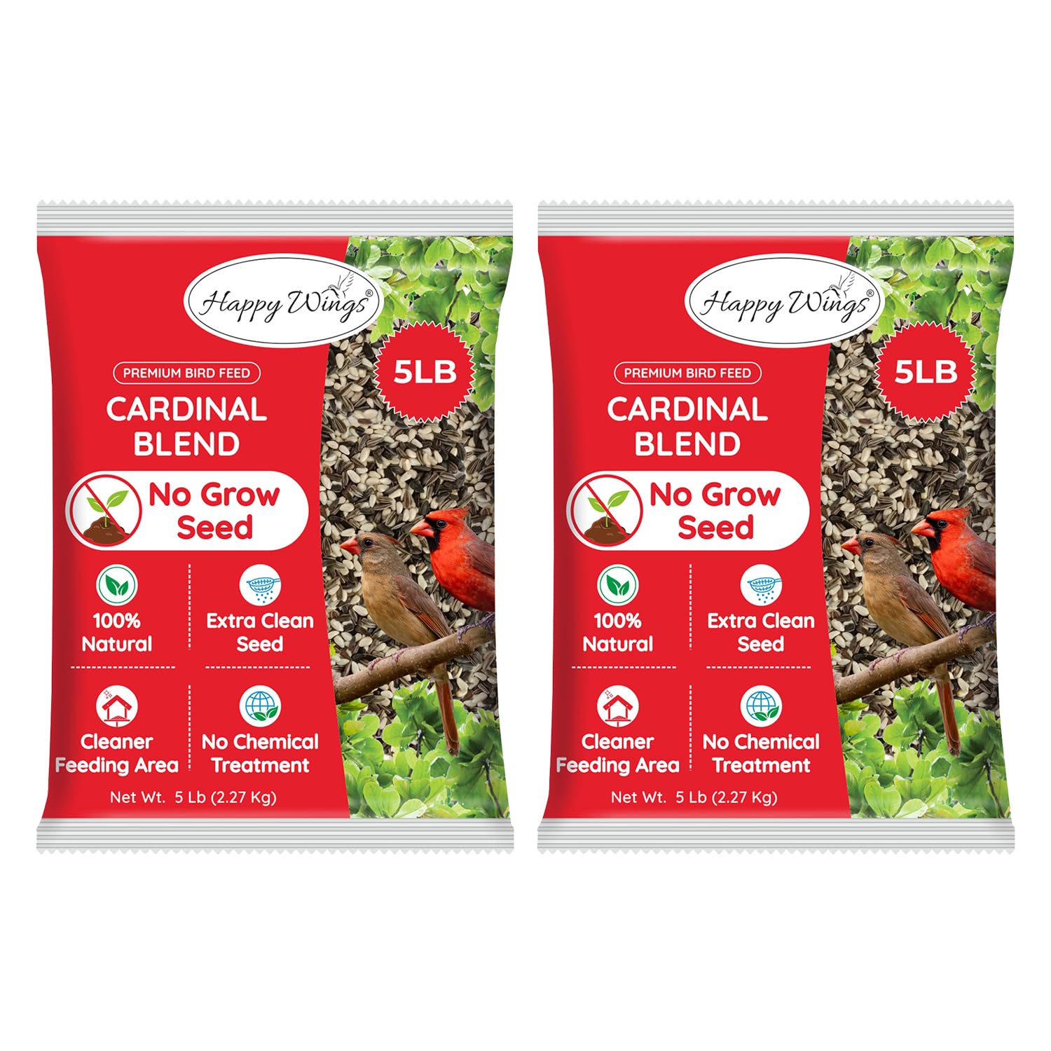 Happy Wings Cardinal Blend, bolsa de semillas, atrae aves silvestres con semillas limpias y nutritivas.