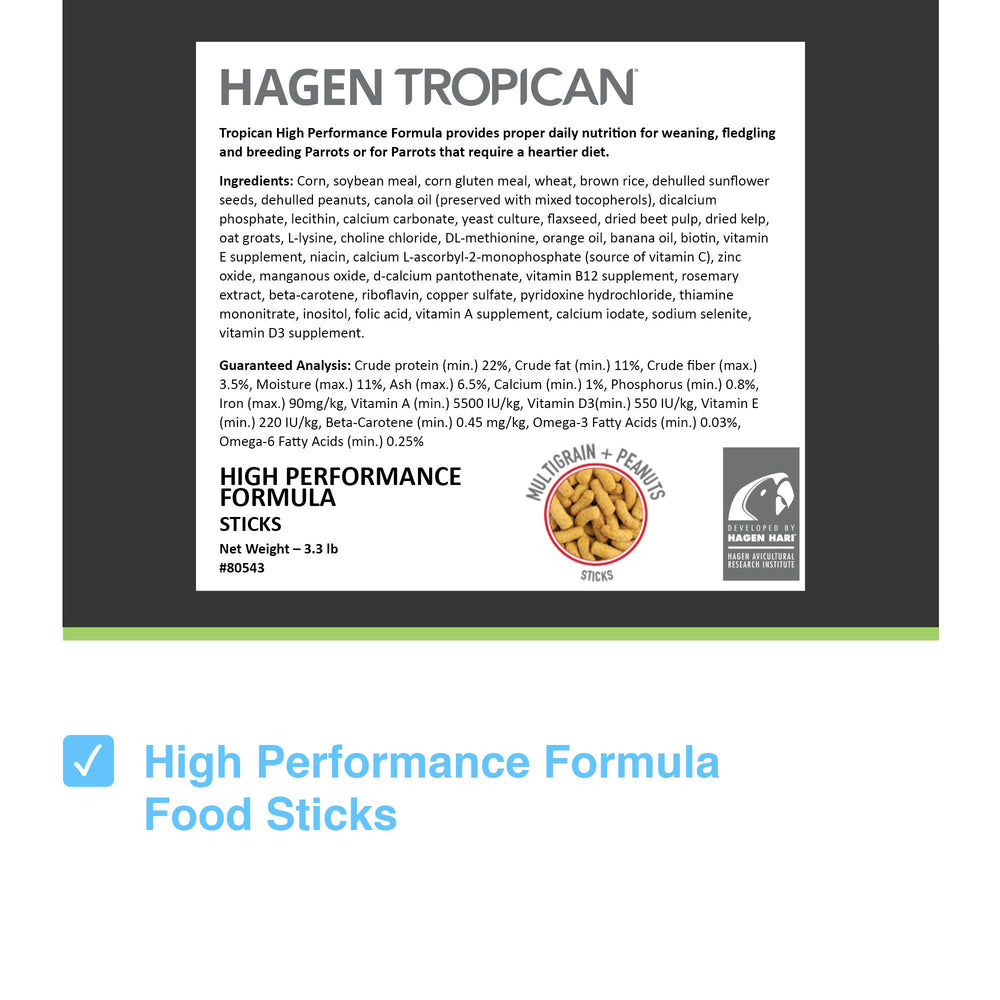 HARI Tropican: barra-alimento para loros de tamaño grande, fácil de sostener