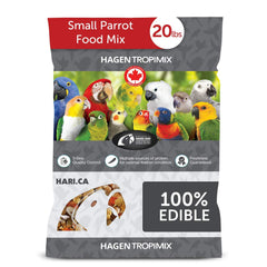 Hari Hagen Tropimix: mezcla de frutas y granos para loros pequeños, favorece plumaje vivo.
