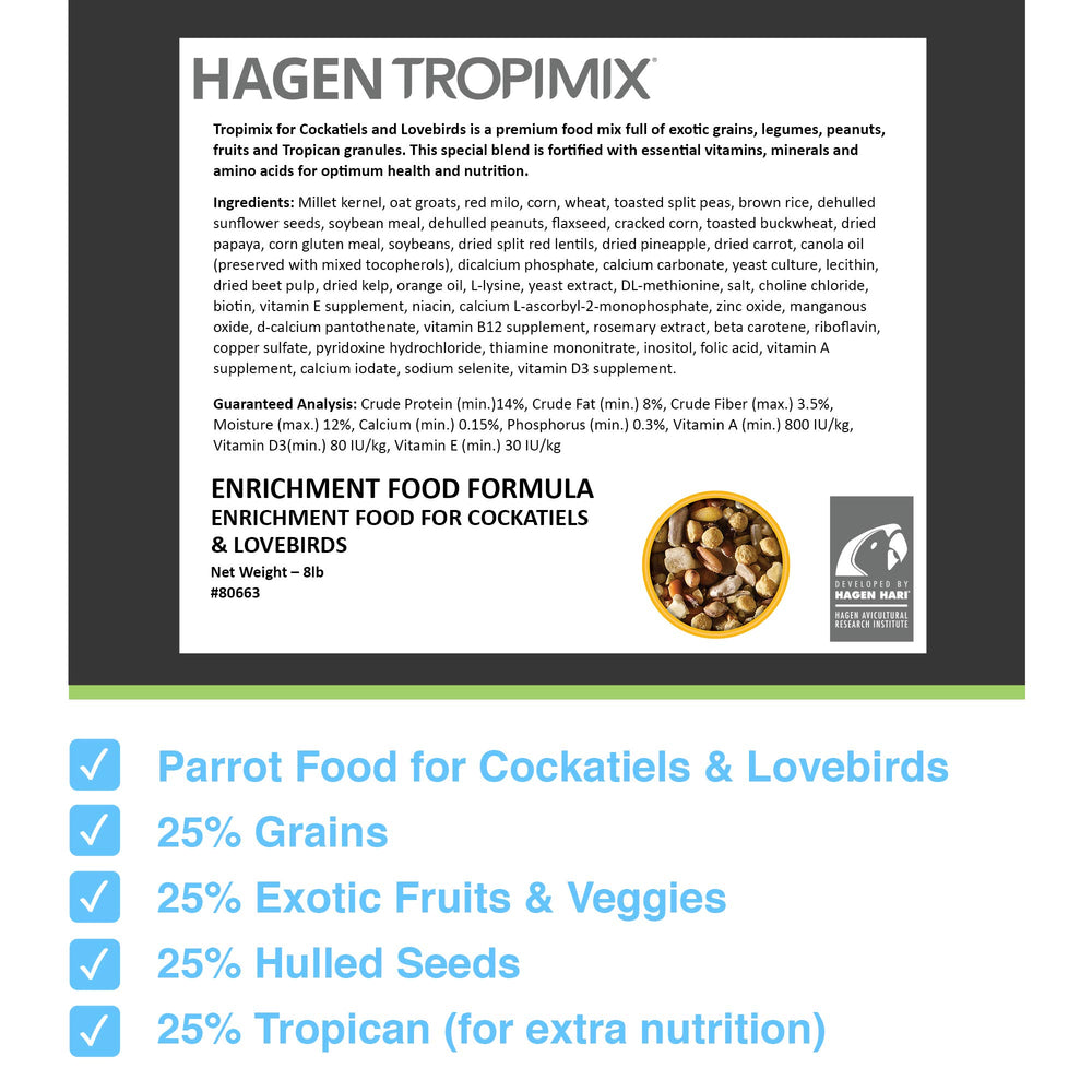 Mezcla Hari Tropimix de semillas y frutas para aves activas