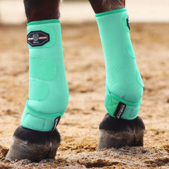 Botas de protección ecuestre Harrison Howard — absorbentes frontales, pack 2, talla L, color menta