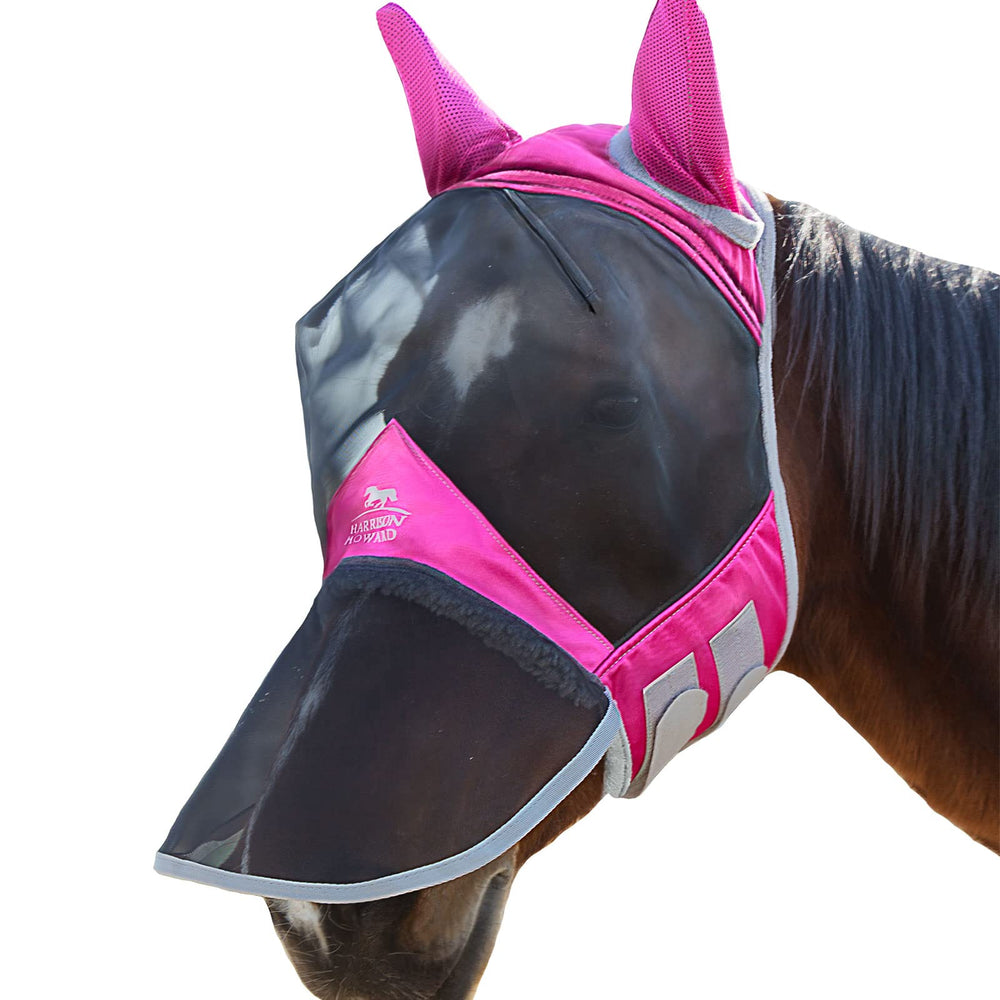 Harrison Howard CareMaster Pro: máscara antimoscas luminosa para caballos, visión clara.