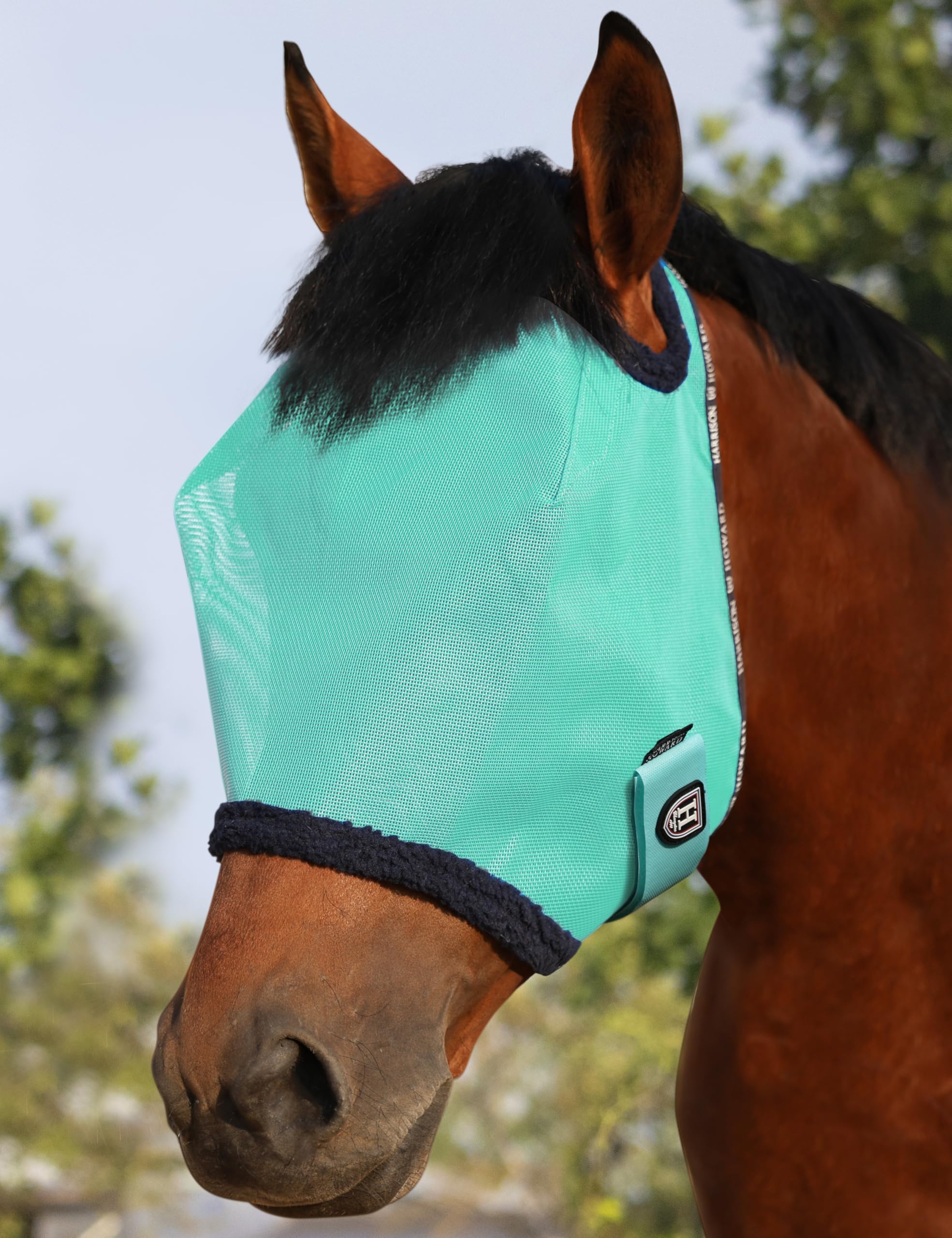 Harrison Howard máscara para caballo en malla UV, protección contra moscas y sol