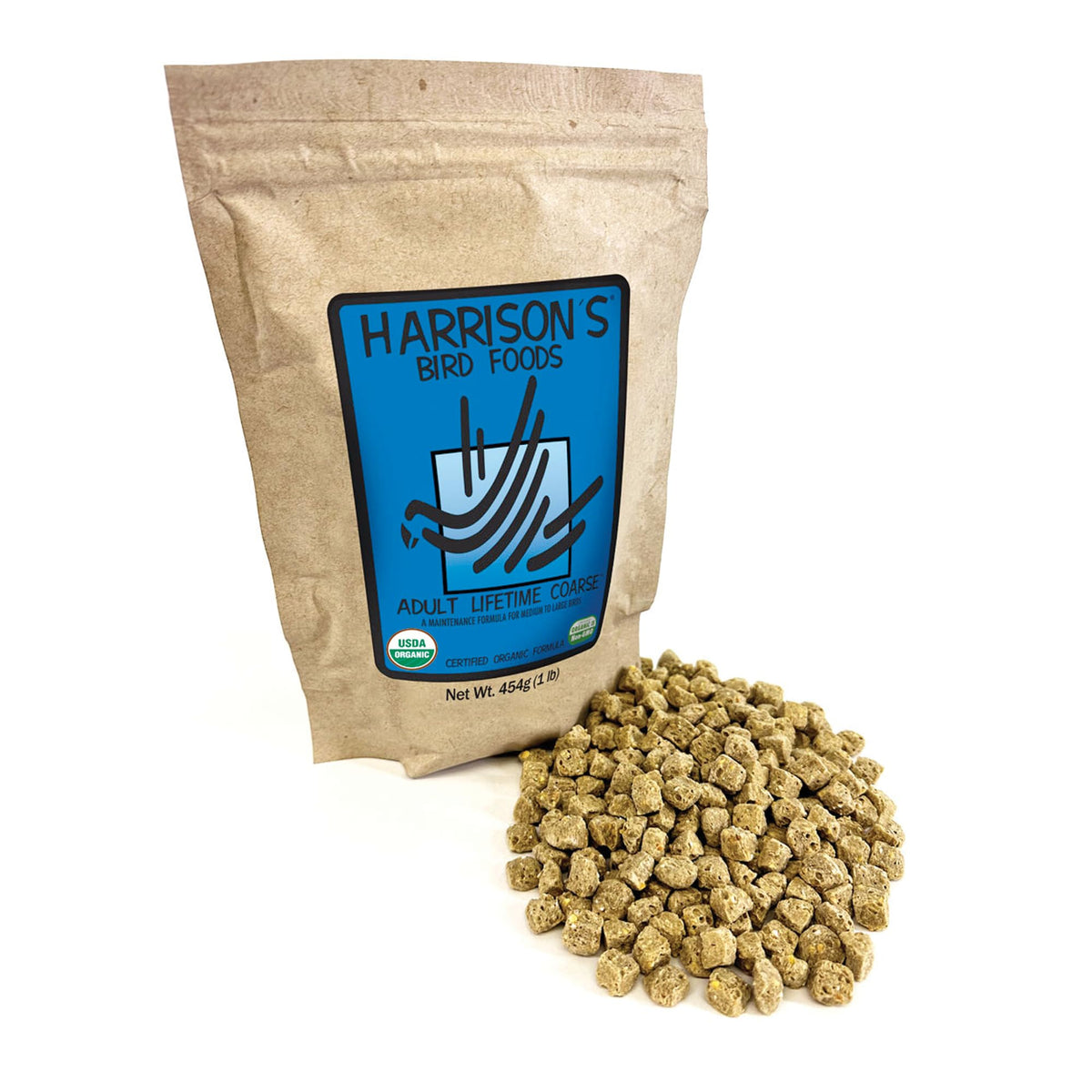 Harrison's Bird Foods - alimento adulto de por vida, bolsa 454 g para nutrición diaria de aves.