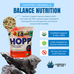 Harrison's HOPP pellets con nutrición equilibrada para aves.