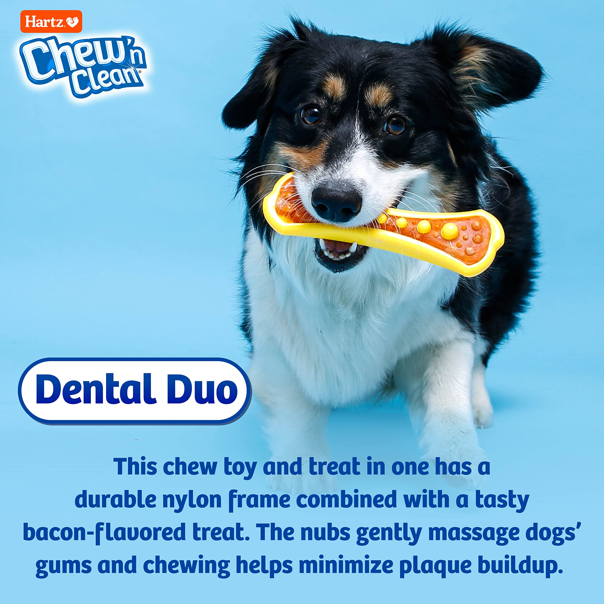 Hartz Chew 'n Clean Duo beneficio dental suave al masticar y limpiar.