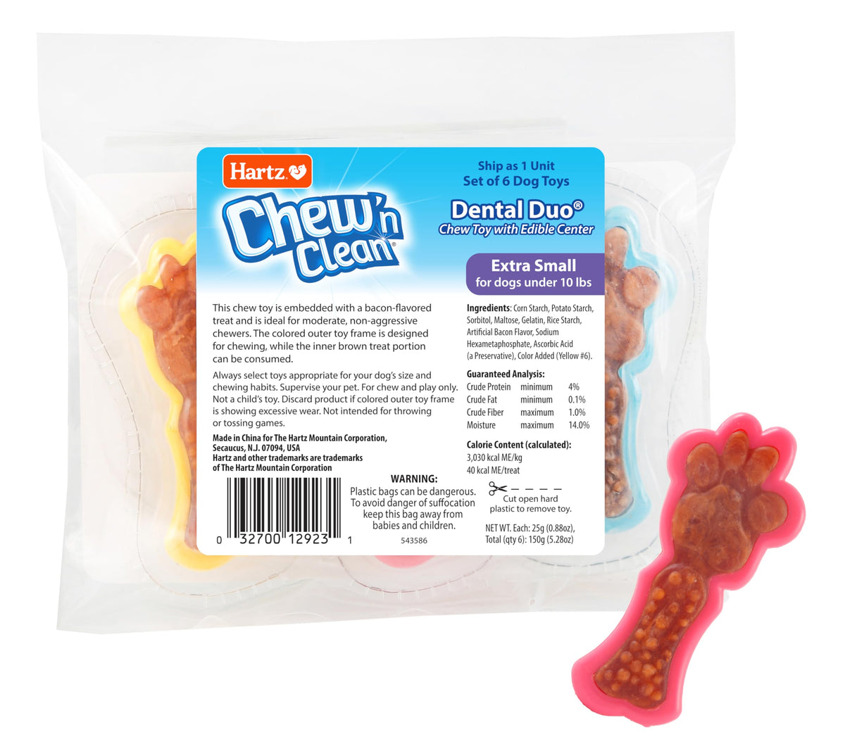Hartz Chew 'n Clean centro sabor bacon para masticación sabrosa.