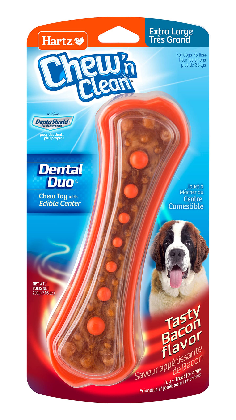 Hartz Chew 'n Clean Duo exterior de nylon resistente para masticadores moderados.