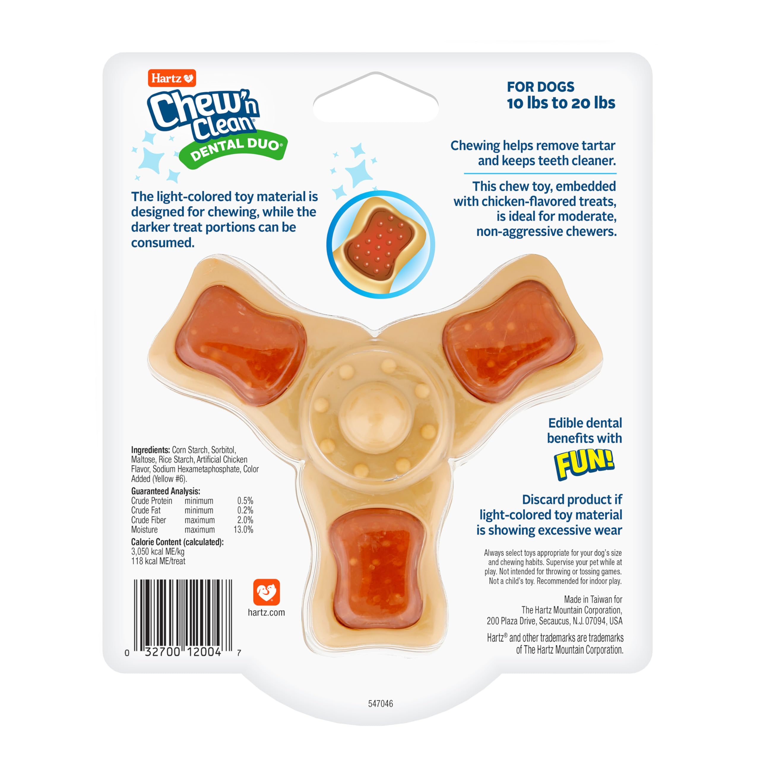 Hartz Chew n Clean Tri Point: carcasa de nylon resistente para mordidas moderadas.