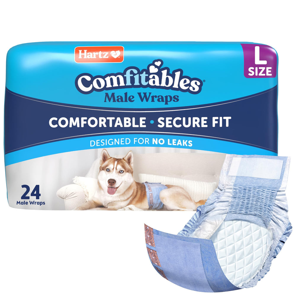 Hartz Comfitables con banda elástica para ajuste cómodo y seguro en perro macho.