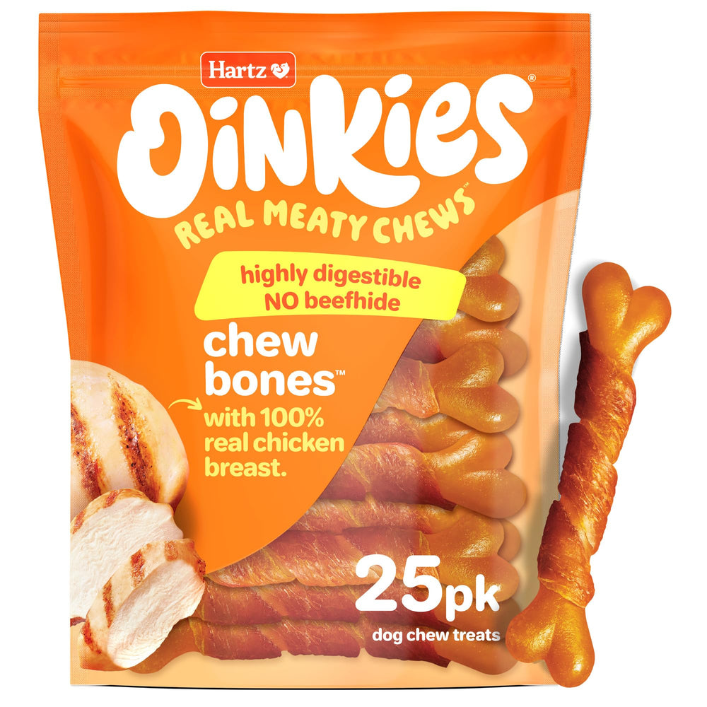 Hartz Oinkies real chicken breast chew bones for a flavorful long-lasting chew