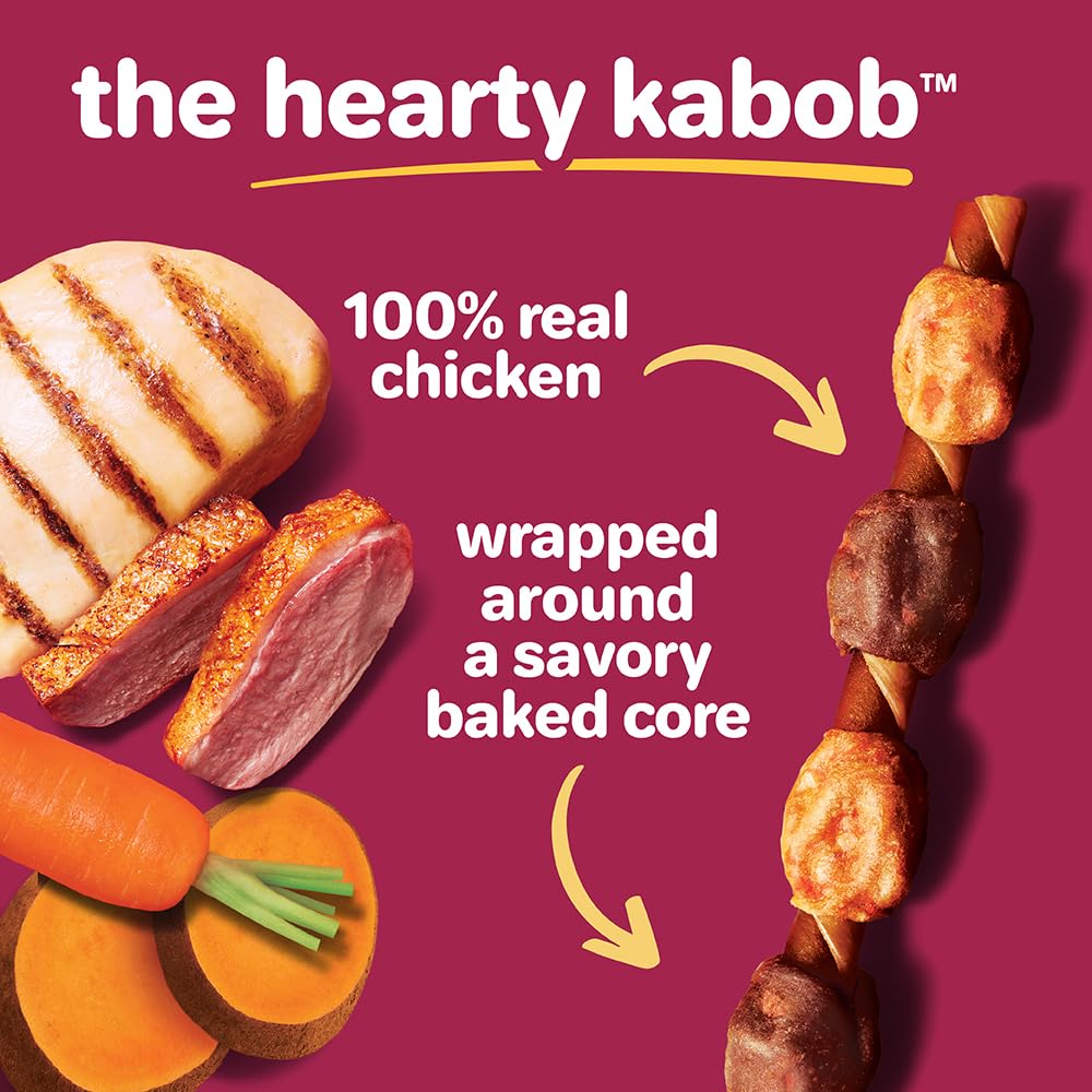Hartz Oinkies Hearty Kabobs: trozos de pato real para sabor intenso y masticación prolongada.