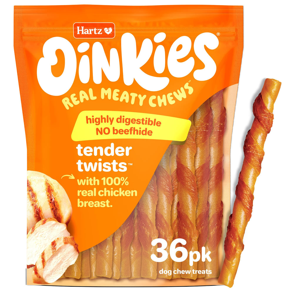Hartz Oinkies: tiras de pollo real para premiar y entretener al perro.