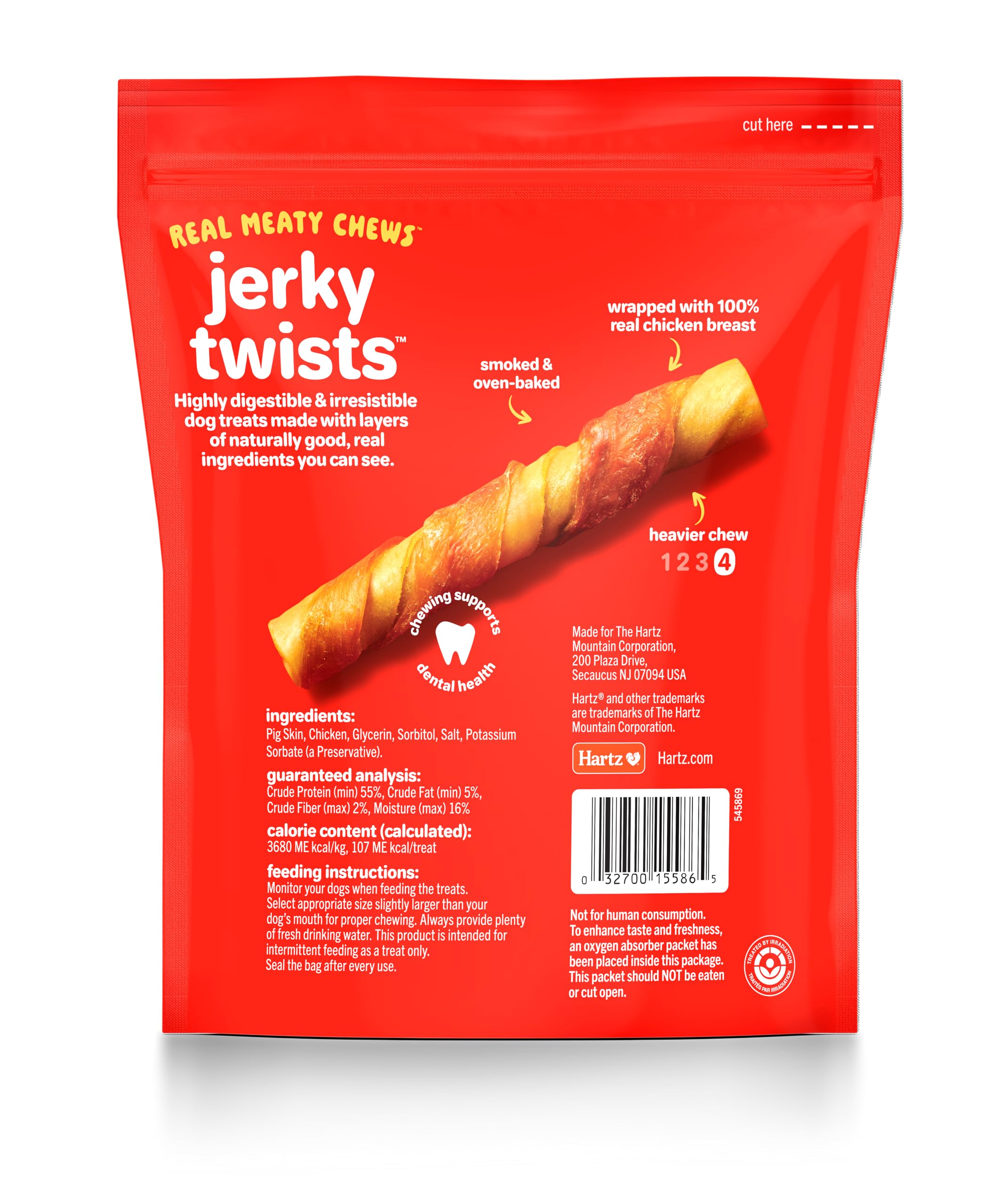 Hartz Oinkies Porkalicious Jerky Twists: detalle de cerdo real y pollo envuelto