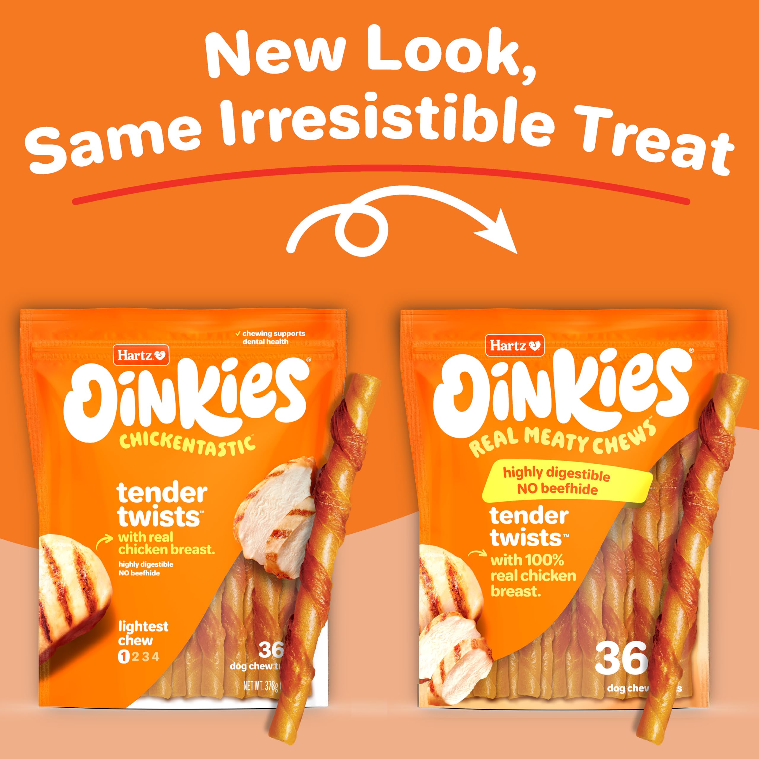 Hartz Oinkies: sin cuero crudo, opción digerible para masticar.