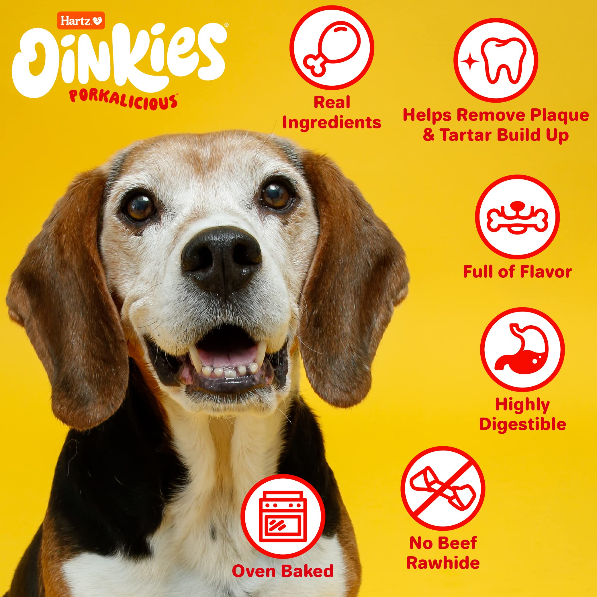 Hartz Oinkies Sizzling Twists, beneficios dentales al masticar