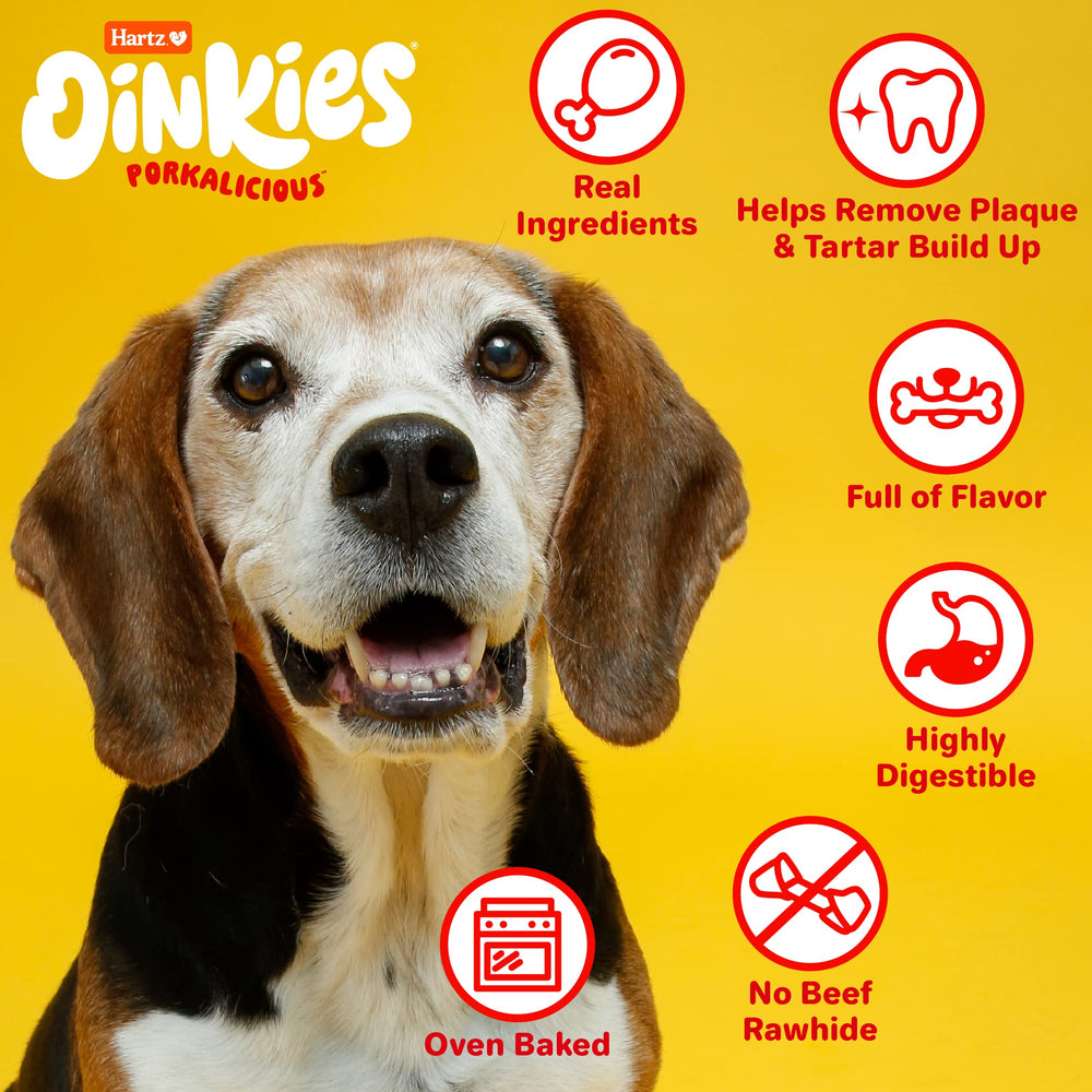 Hartz Oinkies Sizzling Twists, beneficios dentales al masticar