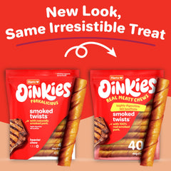 Hartz Oinkies tiras de cerdo ahumado, textura retorcida para masticación prolongada
