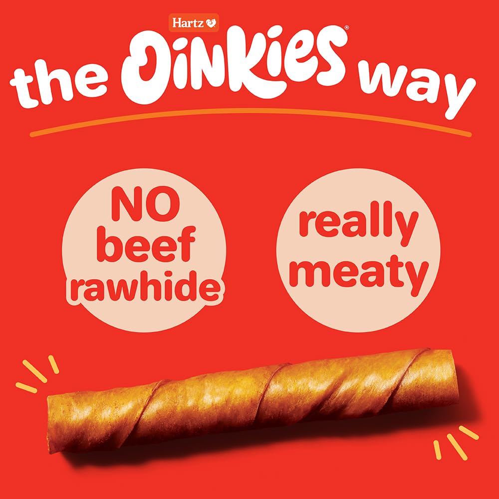 Hartz Oinkies tiras de cerdo ahumado, fuente natural de colágeno