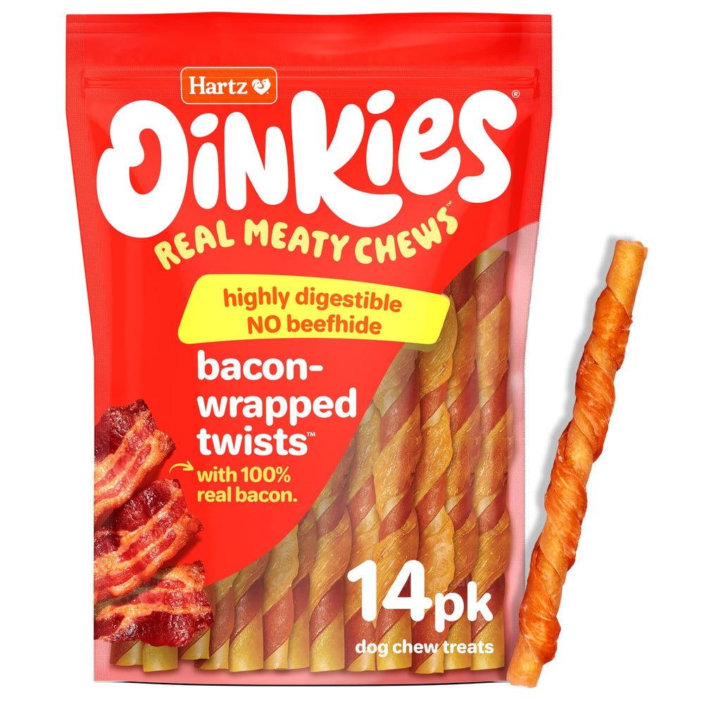 Hartz Oinkies tocino envuelto: recompensa sabrosa para paseos diarios.