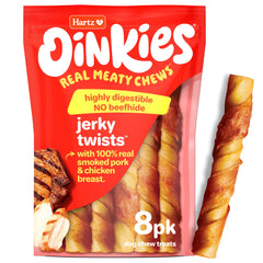 Hartz Oinkies Twists empaque original, premio diario para perros.