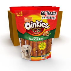 Hartz Oinkies Twists: piel de cerdo ahumada envuelta con pollo real para masticación sabrosa.