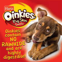 Hartz Oinkies Twists: piel de cerdo con pollo real, textura masticable para perros.
