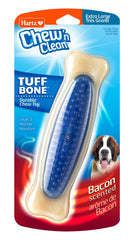 Hartz Tuff Bone Extra Grande, detalle de masticación con aroma a tocino para perros.