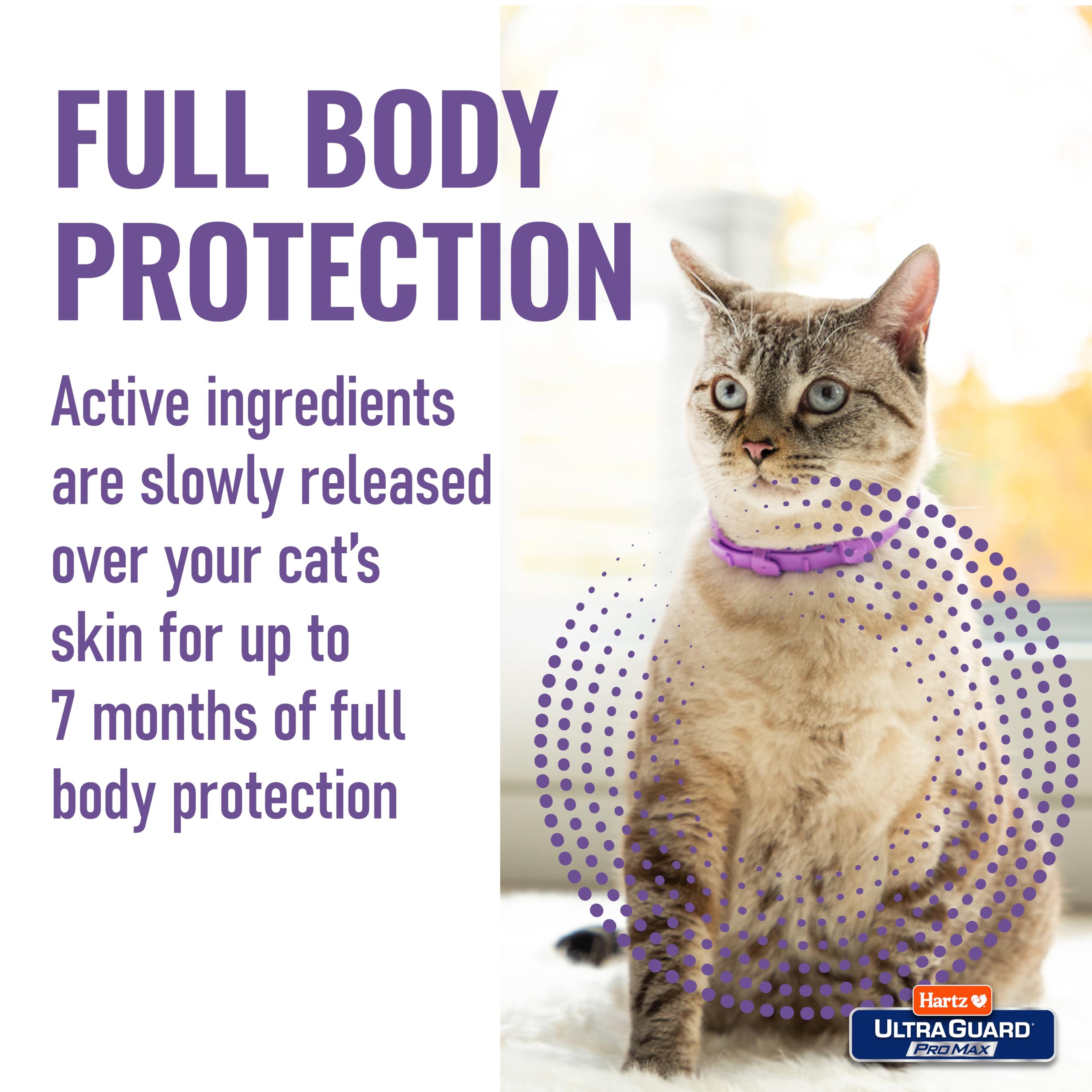 Hartz UltraGuard ProMax collar gatos, talla ajustable para diversos tamaños.