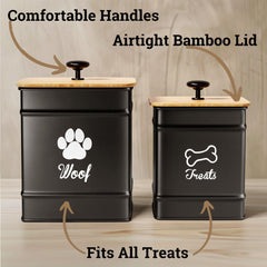 HB Design Co. tarro de golosinas para perro 7x5 con tapa de bambú que sella la humedad
