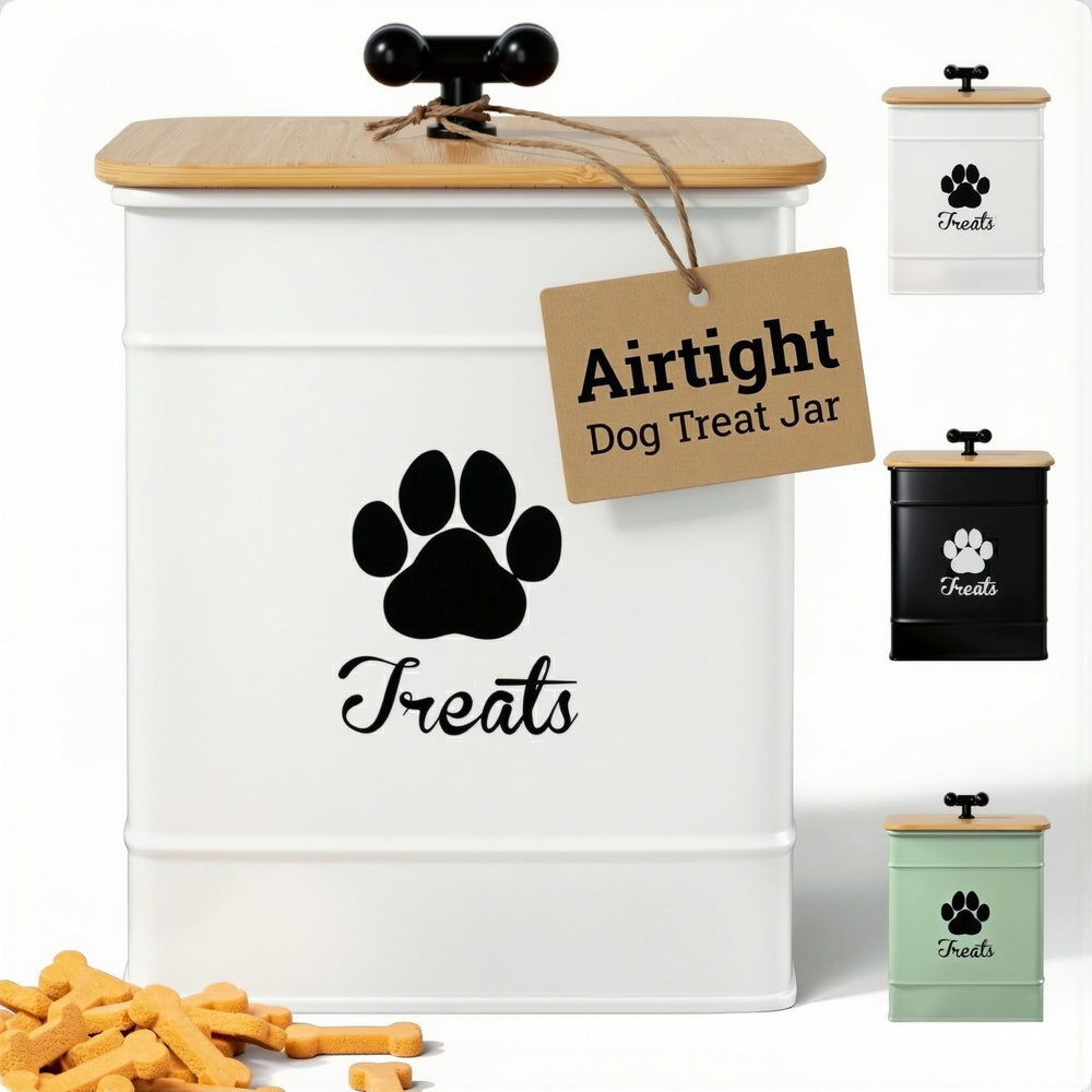 HB Design Co. tarro hermético con tapa de bambú para golosinas de perros