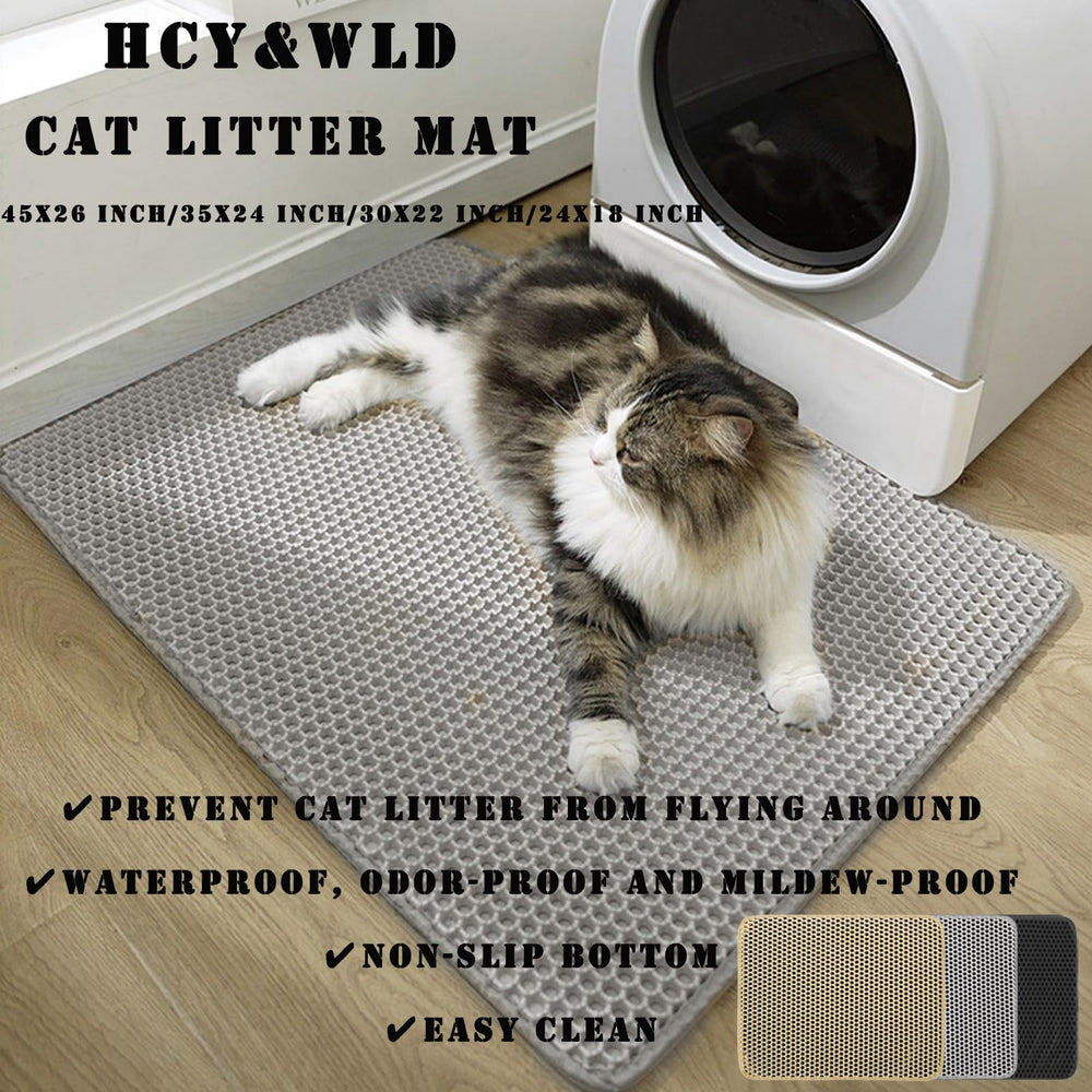 HCY&WLD Cat Litter Mat con malla grande, retiene desechos al caer.